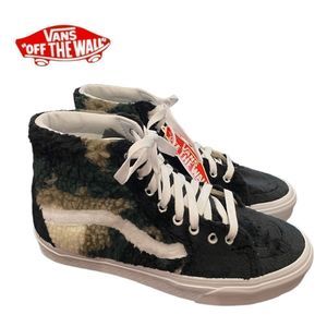 Vans Black and White Fuzzy High-Top Sneakers